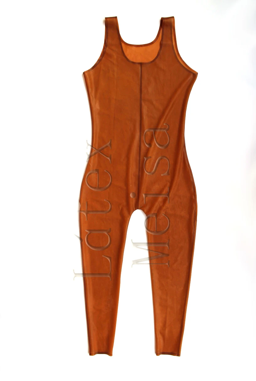 

Transparent brown tight bodysuit men's latex jumpsuit no zip for men