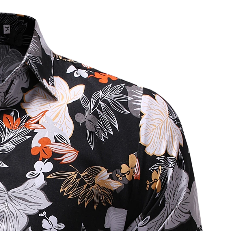 Хорошее качество 2019 новый бренд с длинным рукавом Цветочный для мужчин S рисунком рубашки для мальчиков slim fit повседневное Гавайская рубашк
