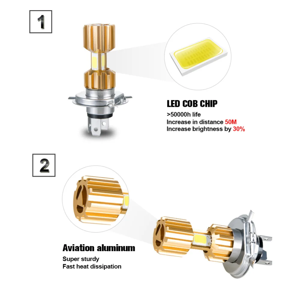 Avacom светодиодный H4 BA20D P15D мотоциклетные фары лампы 12V COB Чип 6500 к Супер Белый