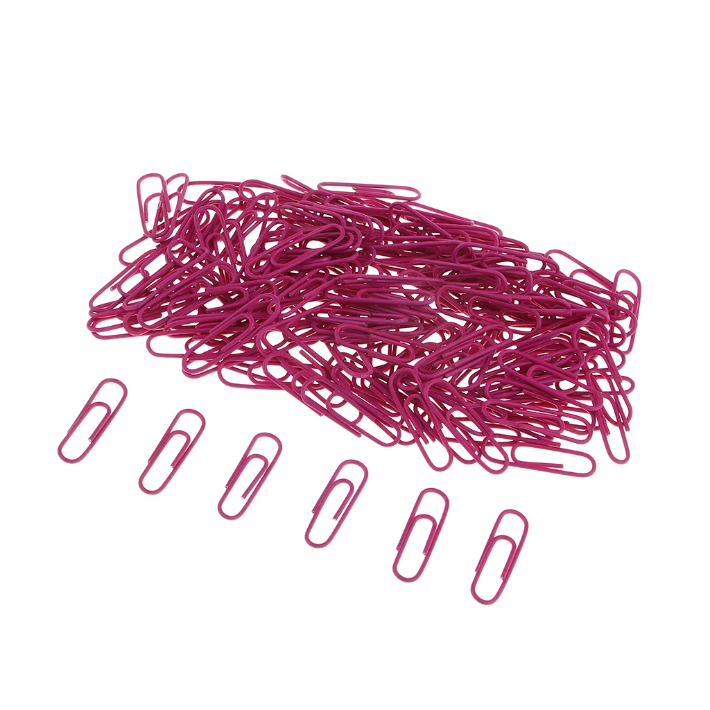 150pcs/Box Metal Paper Clips Photo Paper Clip Bookmarks Office School Stationery for Document Organizing Rose red 28x9mm