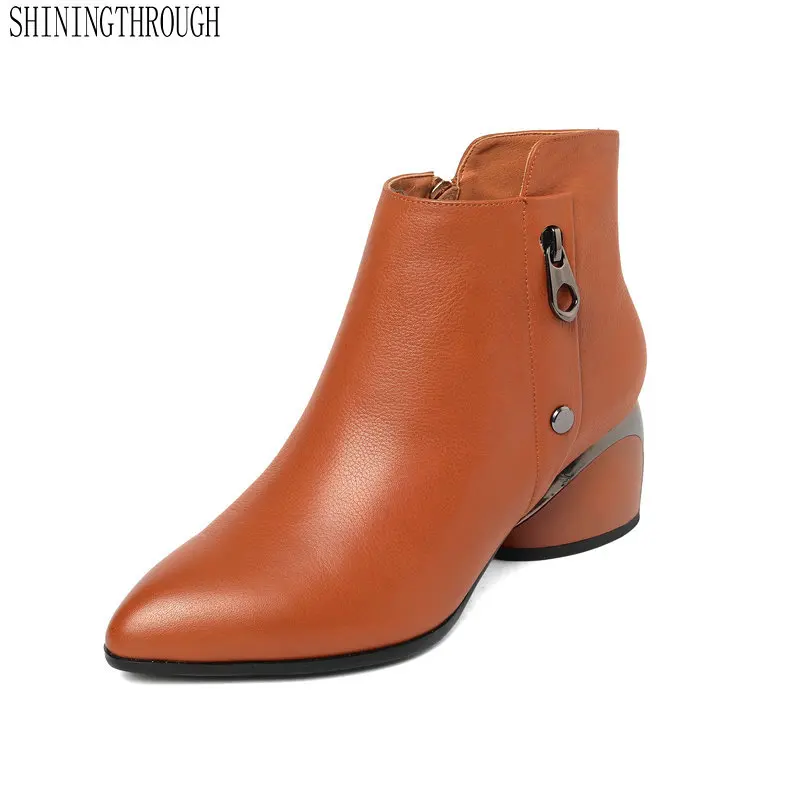 

Genuine Leather Zipper Spring Autumn Women Boots Sexy High Heel Women Shoes Fashion Ankle Party Dancing Ladies Shoes