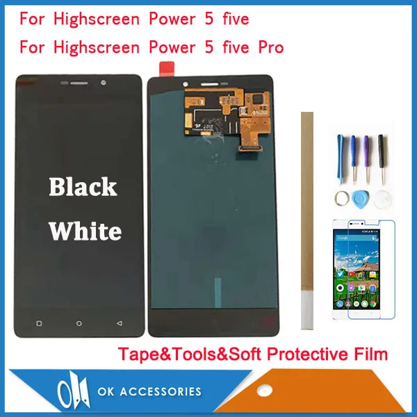 

Original Quality Black White For Highscreen Power Five Power 5 Power Five Pro Power 5 Pro LCD Display+Touch Screen With Kits