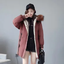 Зимняя средняя длинная до низу куртка женская плюс размер меховой воротник с капюшоном белый утиный пух утолщенная теплая парка пальто женская верхняя одежда