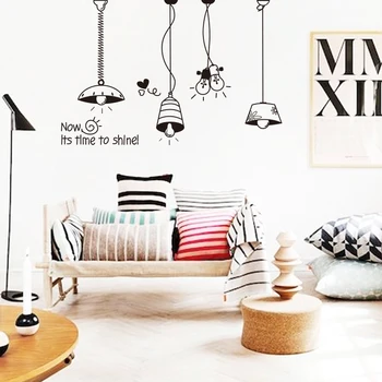 

Art design home decor cheap vinyl cartoon lights wall sticker colorful ceiling lamp decals for house decoration in rooms