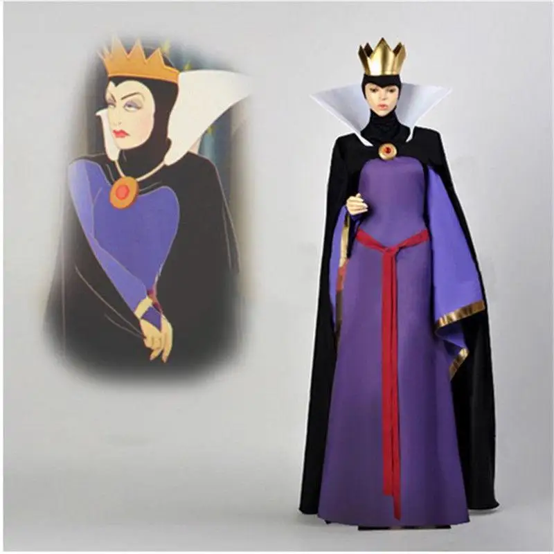 White Evil Queen Stepmother Costume Dress Outfit Halloween Cosplay Adult + ...