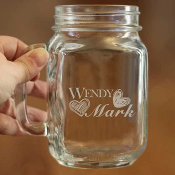 

Alternatives Custom Name with Hearts of Eco-Friendly Water Mason Jars Modern Style Design Mason Jar Bottle to Record Memories