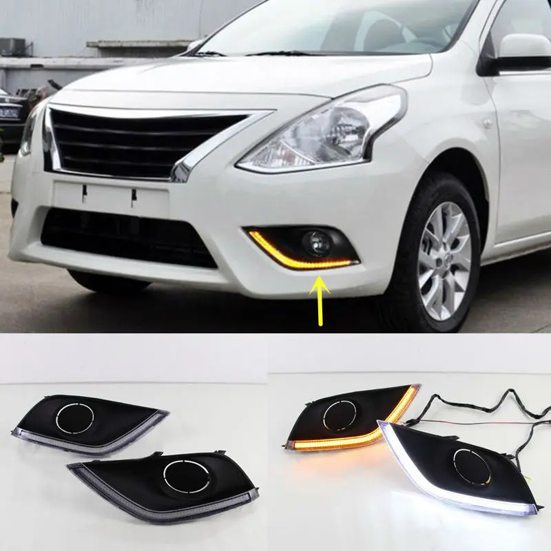 

White LED Daytime Running Light DRL with Turn Signal lamp for NISSAN VERSA SUNNY 2014 2015 2016