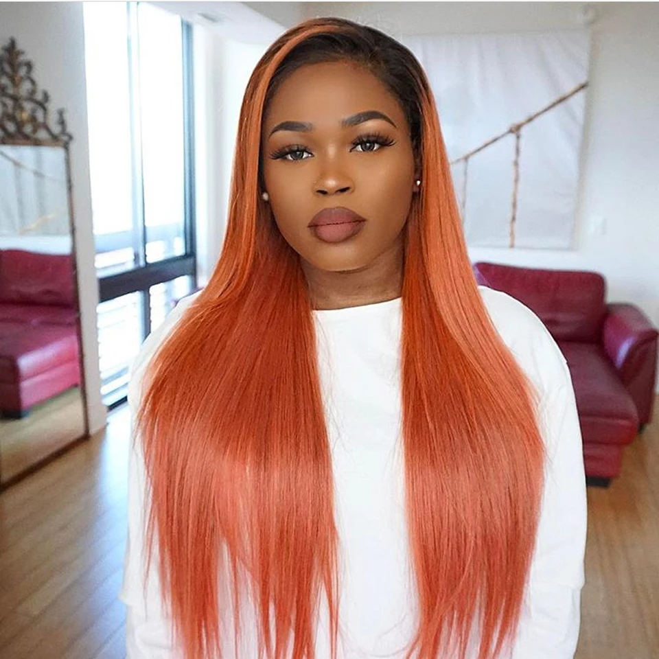 Sexay 1b 350 Orange Human Hair 4 Bundles With Closure Golden