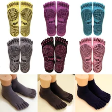 Горячие женские носки для йоги дамы для занятий спортом, пилатеса носки пуанты пять пальцев противоскользящие силиконовые круглые носки