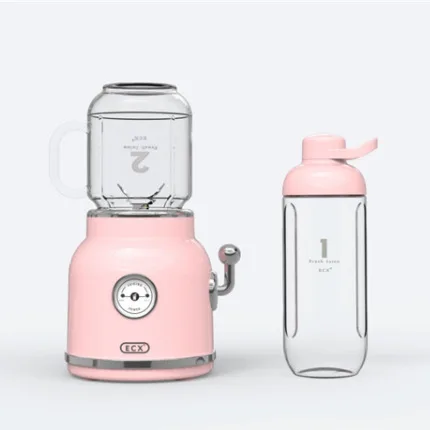 

220v 300w Protable White/Pink Fruit juicer Ice cream machine Bumper Rocker switch Double cups 304 stainless steel blade