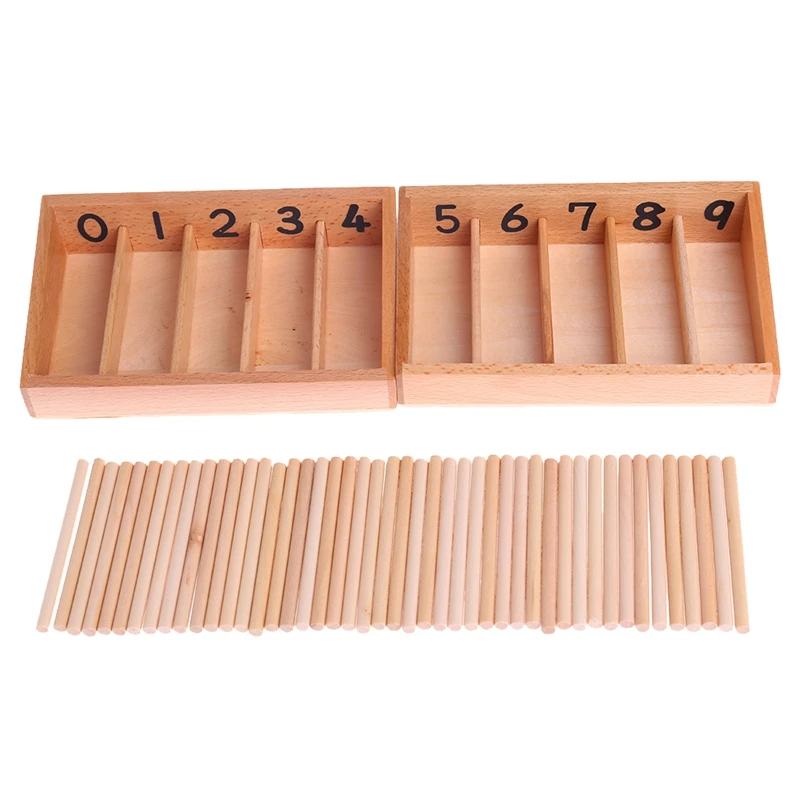Montessori Wooden Spindle Box 45 Spindles Mathematics Counting