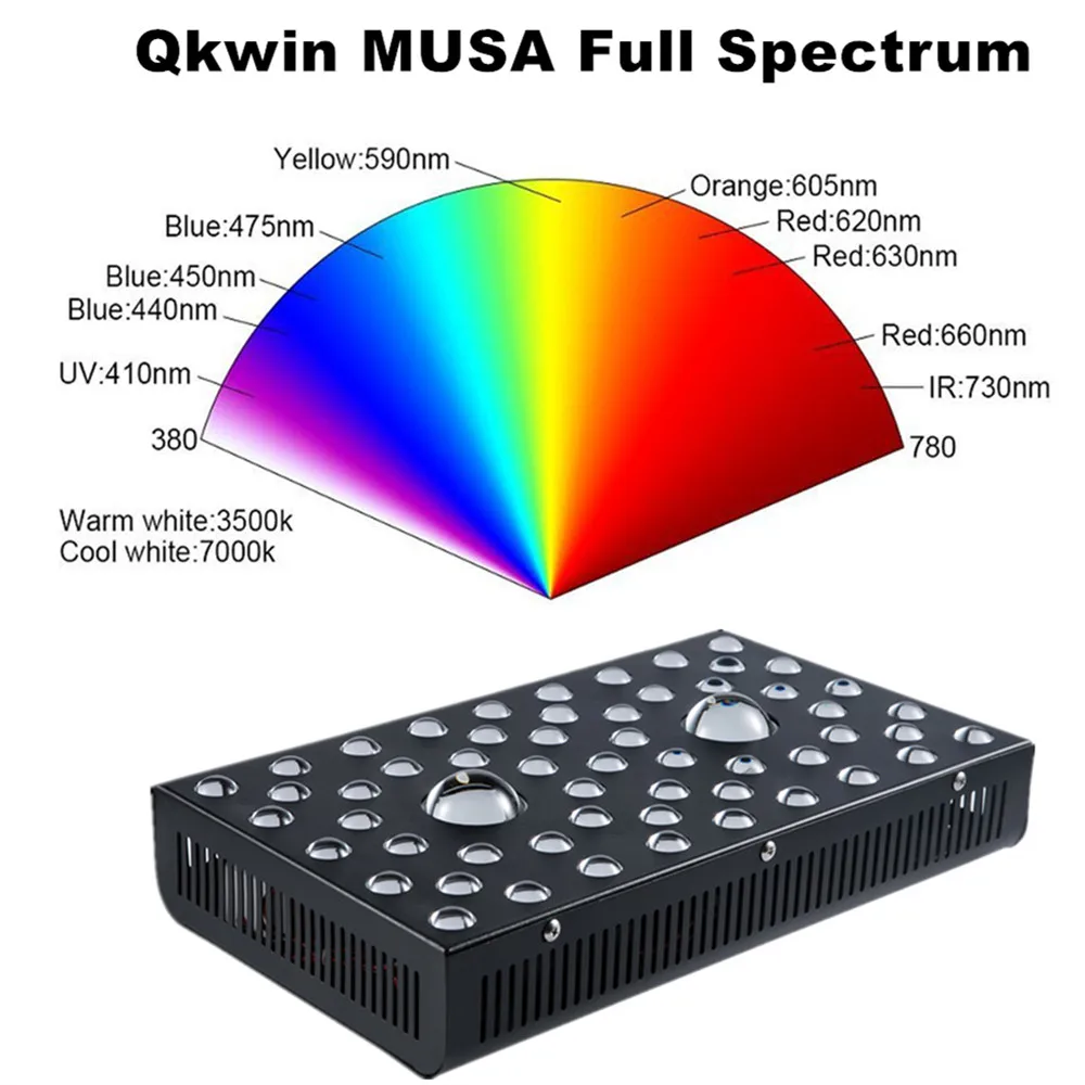Qkwin COB серии мастер меча светодиодный светильник 1200W полными спектрами с двойной
