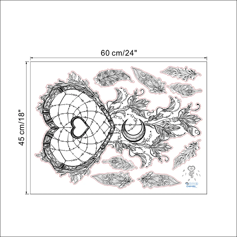 Летающие перья, Ловец снов, наклейки на стену для гостиной, украшения для дома, сделай сам, индийский стиль, фреска, искусство, ПВХ, милые наклейки