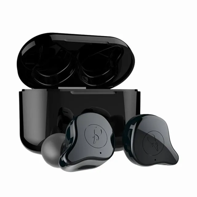 Nasin E12 TWS Bluetooth 5,0 наушники Беспроводная мини-гарнитура HiFi спортивные наушники микрофон с быстрой зарядкой чехол для xiaomi - Цвет: Черный