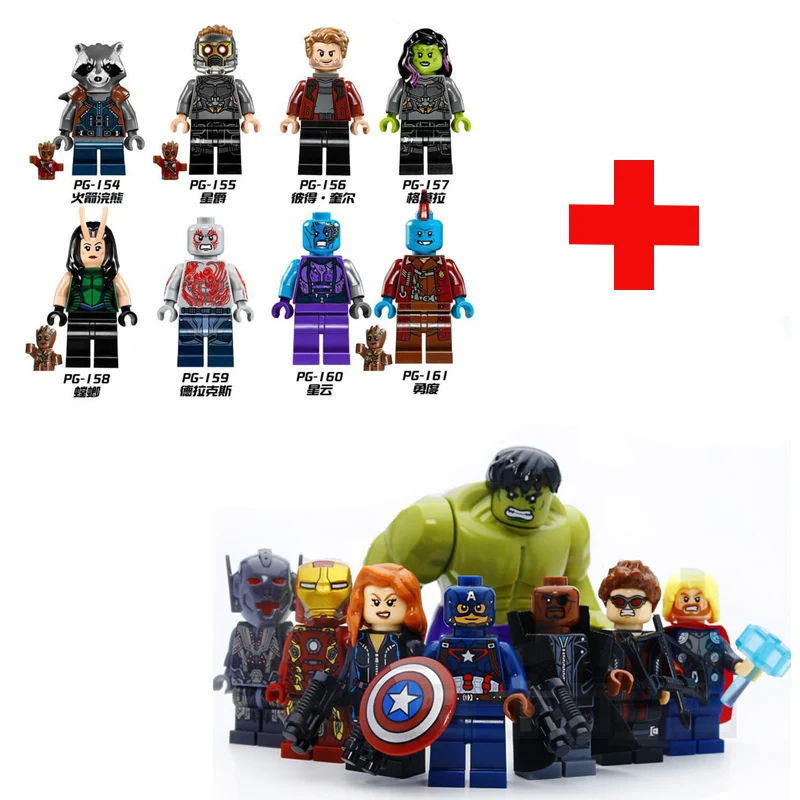 

16pcs/lot Toy Compatible The Avengers Hulk Thor Captain Iron-man Black Widow Building Blocks Kit Toys Kids Gift