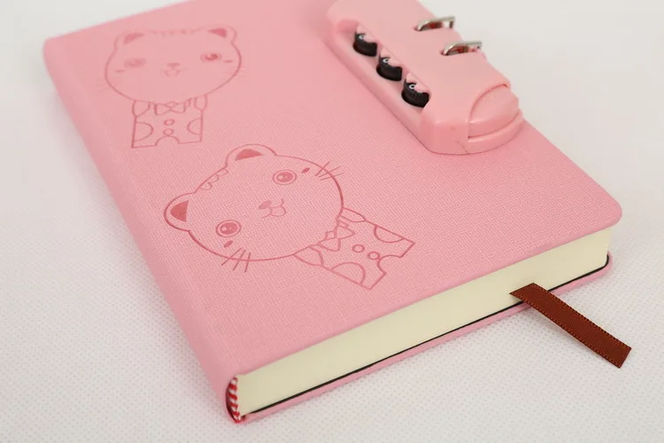 Дневник с замком filofax Kawaii порядок дня Блокировка журнал личный nootbook dokibook notebooks cuaderno papelaria criativa ежедневник - Цвет: Розовый