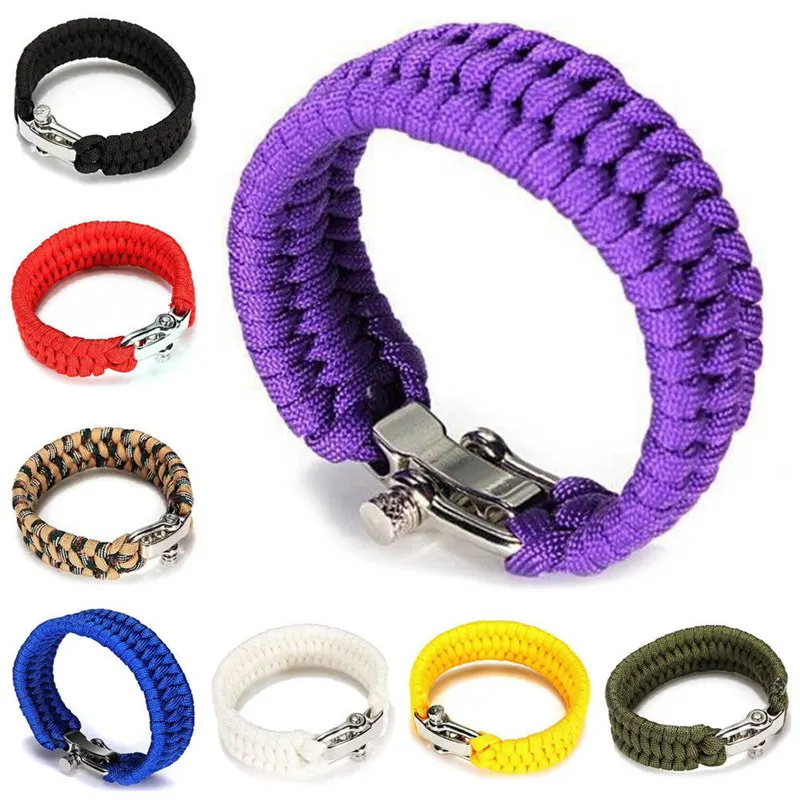 

Outdoor Camping Hiking Emergency Survival Braided Pulseras Rescue Umbrella Rope Outdoor Bracelets Parachute Cord Paracord