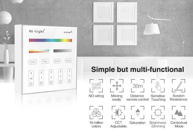 Светильник mi 4-Zone Smart Touch panel контроллер яркости Dim mi ng B1 B2 B3 B4 DIM/RGBW/RGB+ CCT для светодиодной ленты/панельный светильник/лампы