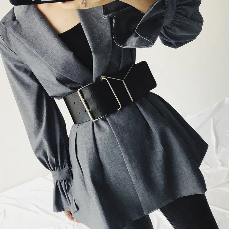 

[EWQ] 2019 Spring Autumn Solid Leather Girdle Women's Belt Retro Belt Wild Wide Belt Fashion Belt Double-breasted Women AD014
