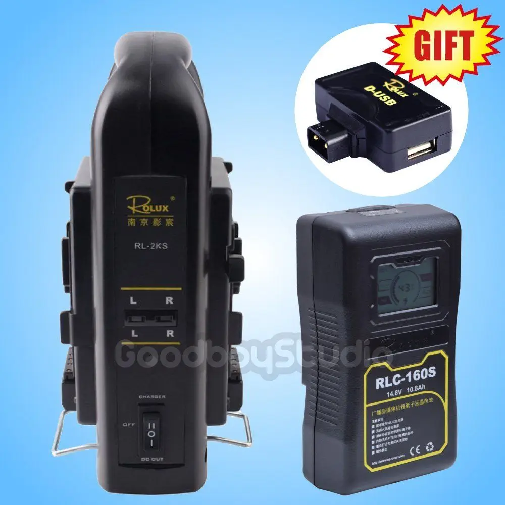 

Rolux RLC-160S 160WH S0ny LCD Display Li-ion Battery + 2KS V-mount Dual Charger