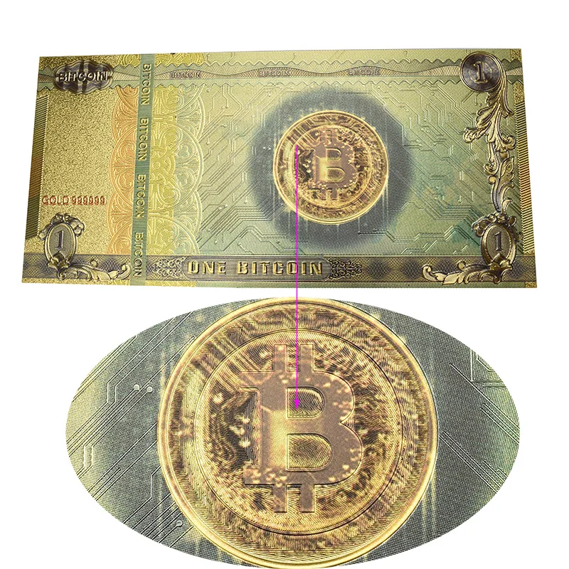 Hot One Bitcoin Banknote Gold Foil BTC Bitcoin coin Plastic cards For Collection-2