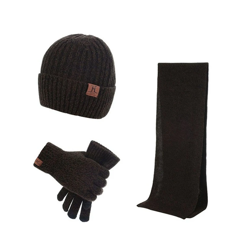 SYi Qarce,, 3 шт., зимняя супер теплая вязаная шапка, перчатки для сенсорного экрана с шарфом для мужчин и женщин, комплект для улицы, сохраняющий тепло, NT080-83