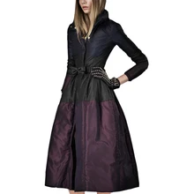 Размера плюс S-4XL Для женщин зимнее пуховое пальто теплая дутая куртка стиль; Новинка; в стиле ретро, подчеркивающие фигуру, с завышенной талией, Темперамент Длинная Куртка с секциями пуховик