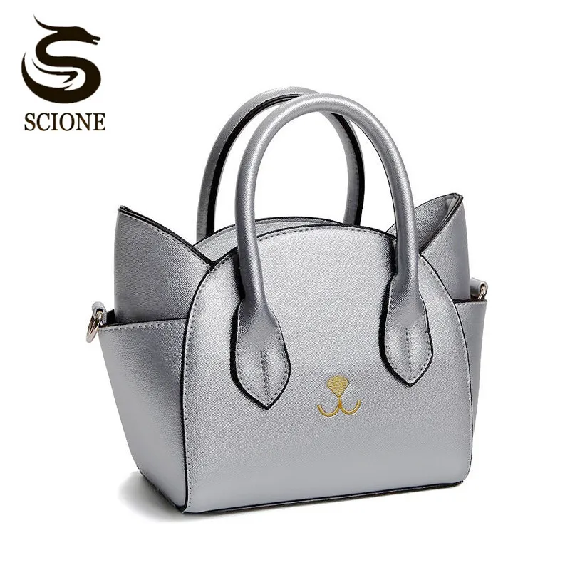 

Women Cute Cat Leather Handbags Trapeze Shaped Crossbody Messenger Bags Shoulder Bag Korean Casual Totes Bag Bolsa Feminina