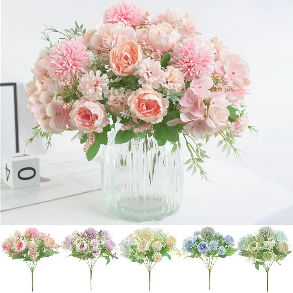 

Multi Heads Peonies Fake Flowers Home Decor Silk Hydrangeas Cheap Flower Artificial Flowers Peony Bouquet for Wedding Decoration