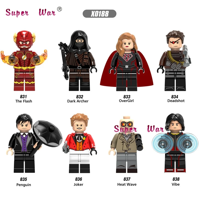 

Single The Flash Dark Archer OverGirl Deadshot Penguin Joker Heat Wave Vibe Action bricks building DIY toys for children
