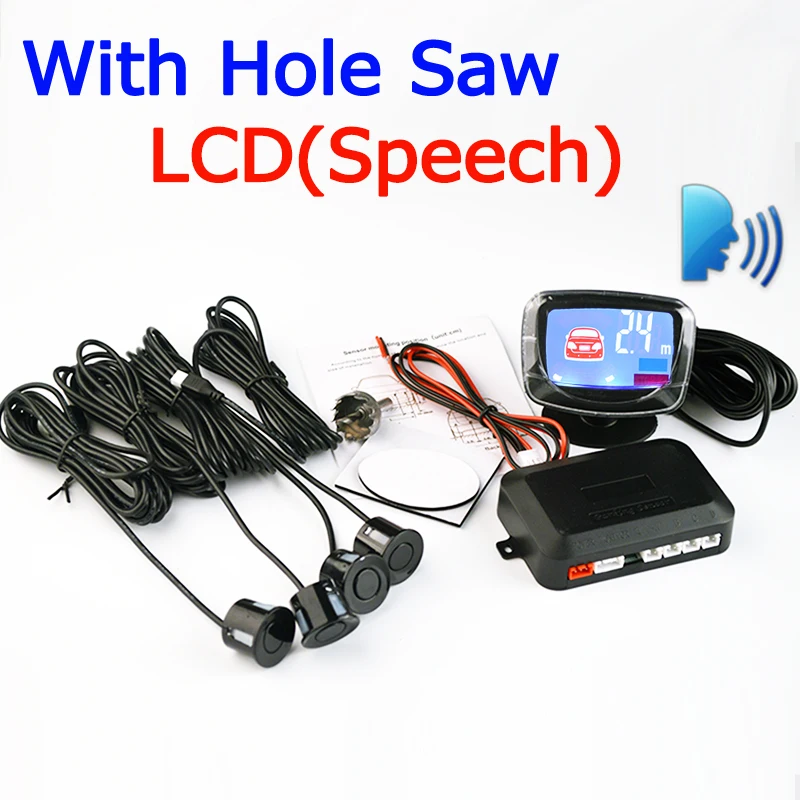 SINOVCLE Car LED Parking Sensor Kit 4 Sensors 22mm Backlight Display Reverse Backup Radar Monitor System 12V 7Colors