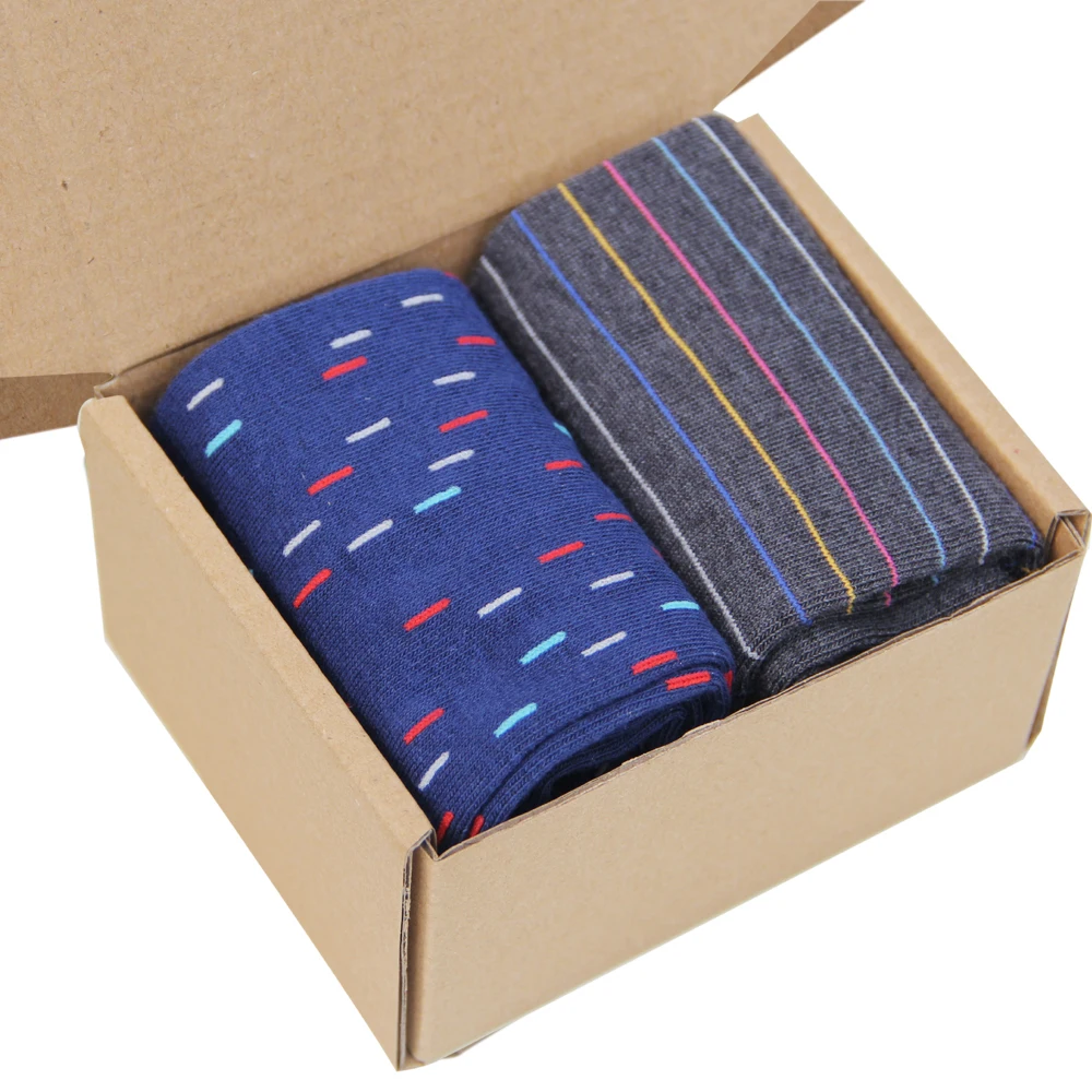 Стиль,, мужские носки из чесаного хлопка, носки в подарочной коробке, рождественские носки, размер США(7,5-12)(2 пара/лот