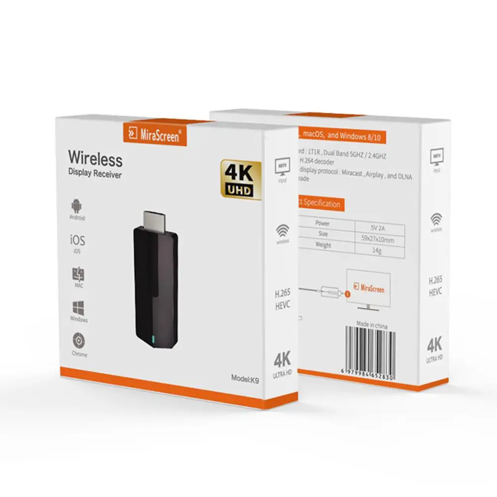 K9 4 K беспроводной HDMI ТВ-карта AnyCast 2,4G 5 GHZ WiFi Дисплей приемник для ТВ-тюнера Miracast для телефона Android PC