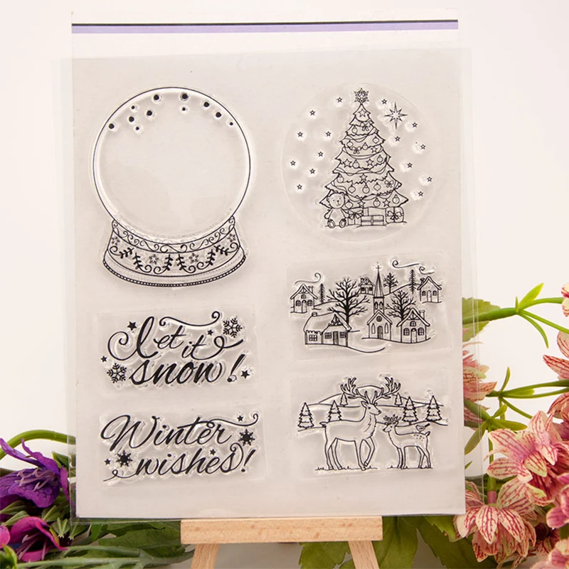 

Wish Lights Tree Deer Clear Stamps for Scrapbooking DIY Silicone Seals Photo Album Embossing Folder Paper Maker Template Crafts