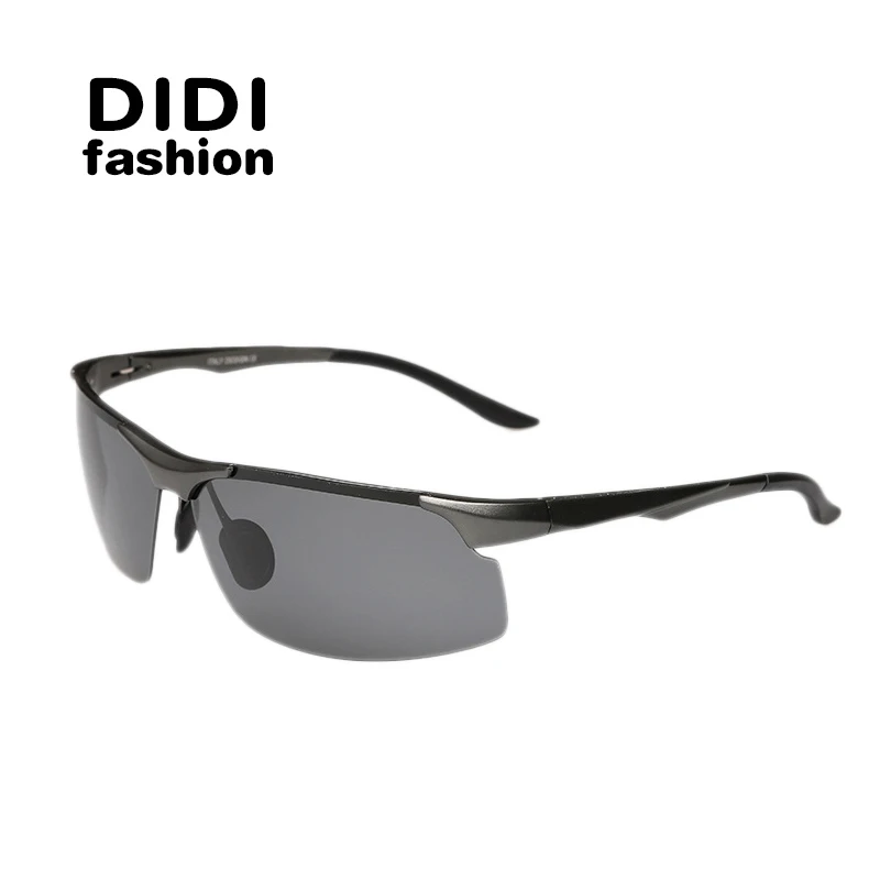 DIDI, поляризационные, ультра-светильник, военные, алюминиевые солнцезащитные очки, мужские, стимпанк, для вождения, без оправы, очки, классические, черные, очки, H337 - Цвет линз: C1 Gray Frame
