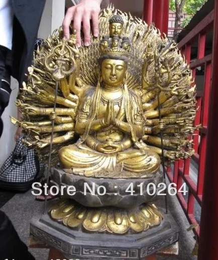 

23"Tibet temple Bronze 1000 Arm hands Avalokitesvara Kwan-Yin Guan Yin Buddha Statue Statue