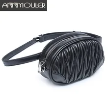 Annmouler модная Женская поясная сумка из искусственной кожи поясная сумка Регулируемая поясная сумка с цепочкой на плечо черная телефонная сумка на пояс