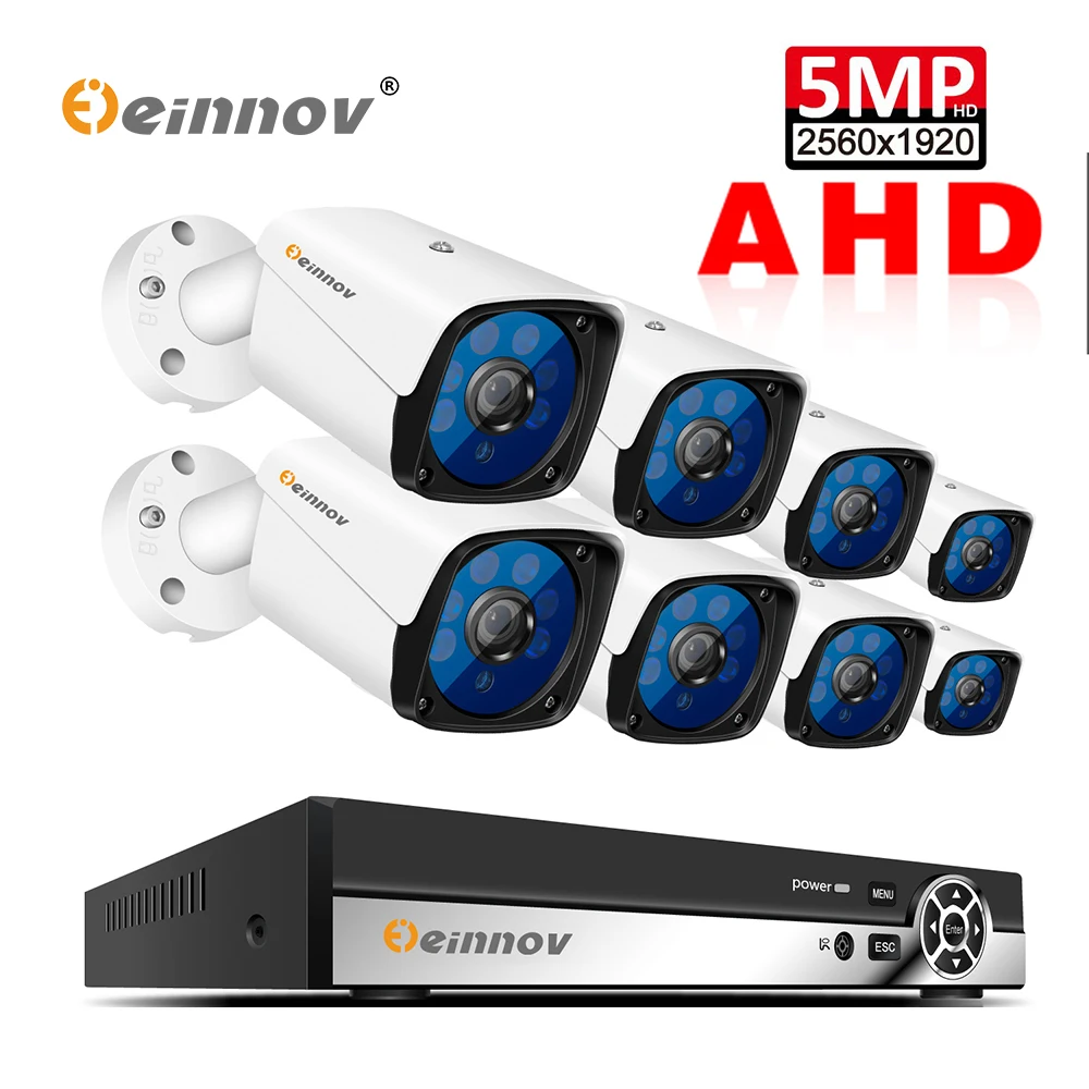  Einnov 8CH 5MP Video Surveillance Kit Outdoor Security Camera System DVR AHD Camera Home CCTV Night - 32982442793
