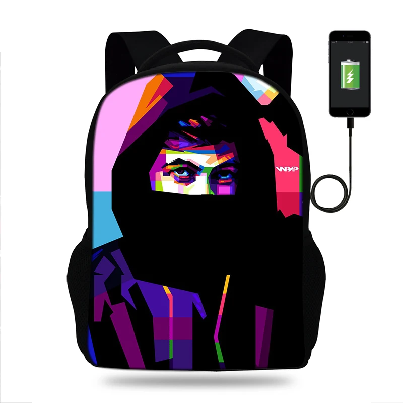 Детская сумка ALan Walker Oxford с USB зарядкой рюкзак для мальчиков школьный модный