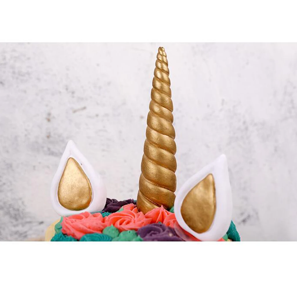 Amagogo Unicorn Birthday Cake Decor Topper Cute Horn Ears Party Ornament Decor Props Cake Mold