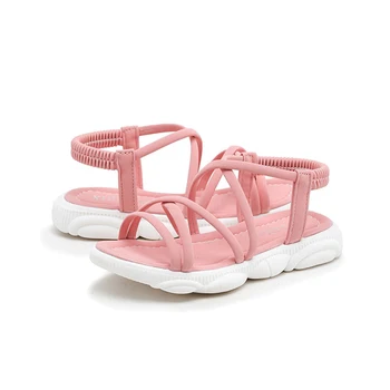 

Girls Sandals Shoes For Children Plain Color Summer Sandals Fashion Leather Beach Kids Shoes 2019 New Roman Sandals Girl