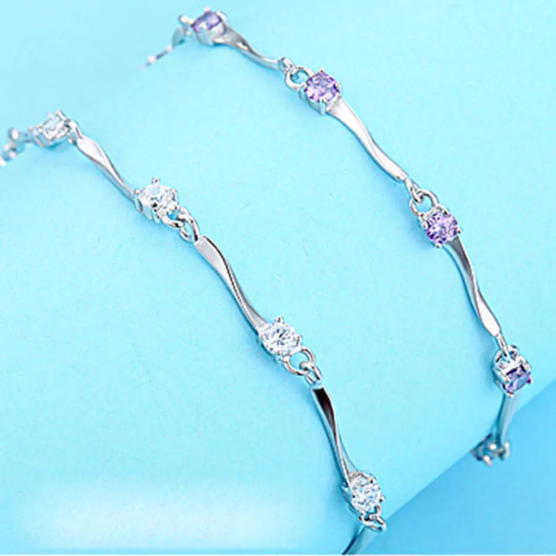 Модный женский браслет с кубическим цирконием и кристаллами, новейший подарок для любви, винтажный посеребренный браслет, браслеты, хорошее ювелирное изделие