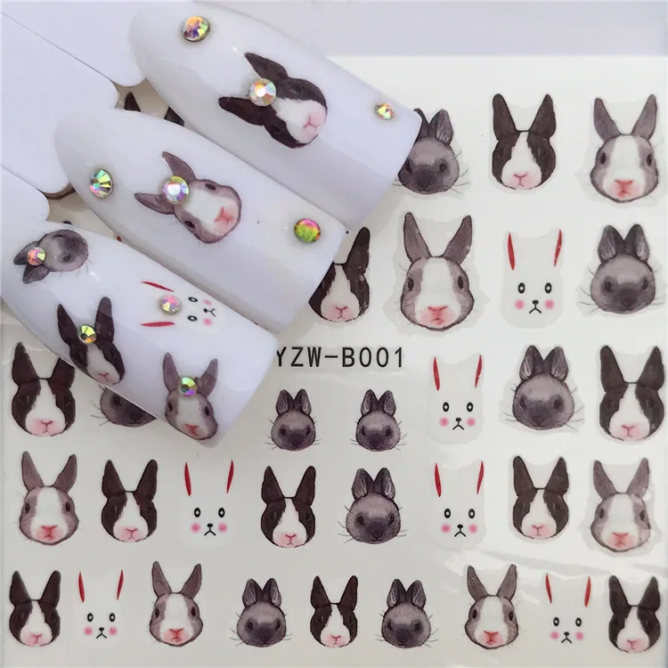 

Nail sticker art decoration rabbit animal slider adhesive Water Transfer decals manicure lacquer art accessoires polish foil