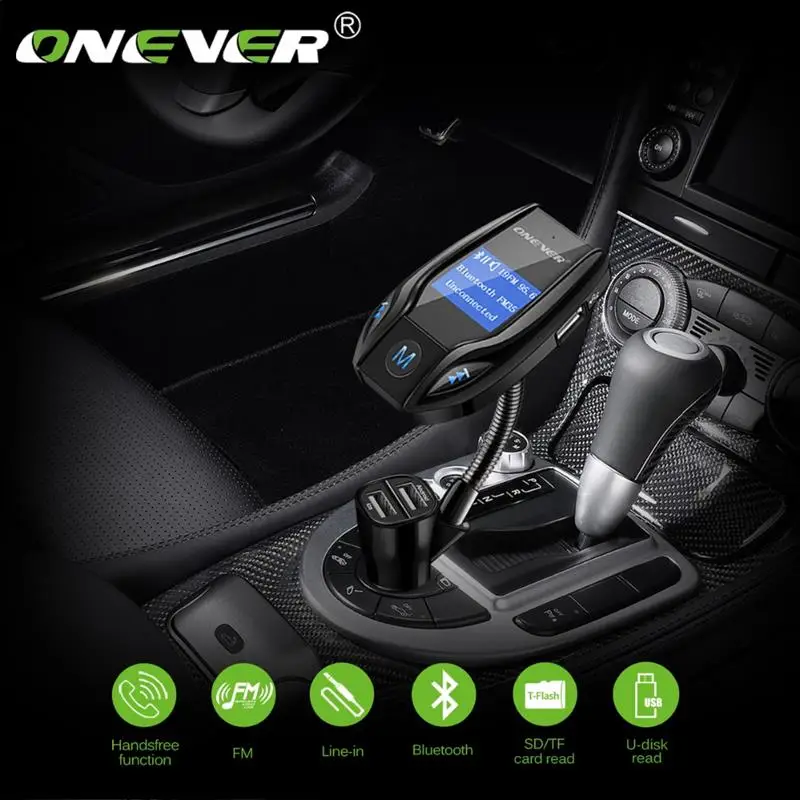 Onever fm-передатчик вращающийся Bluetooth Автомобильный MP3-плеер автомобильный комплект fm-модулятор с 3.1A 3-USB автомобильное зарядное устройство