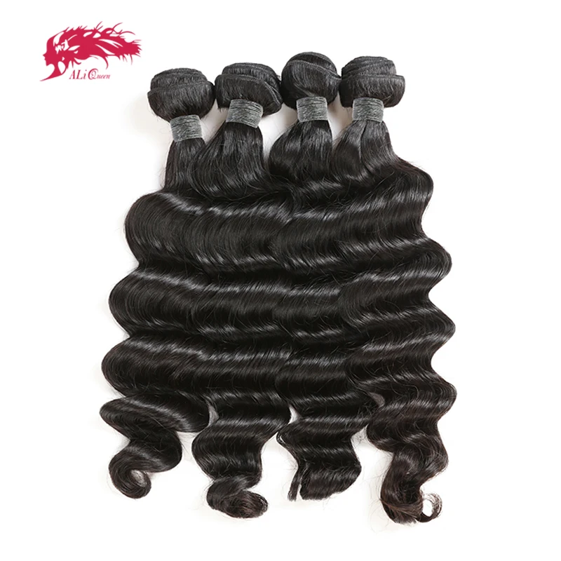 Ali Queen Hair 4 шт. перуанские пряди волос пучки свободные глубокие 100% человеческие
