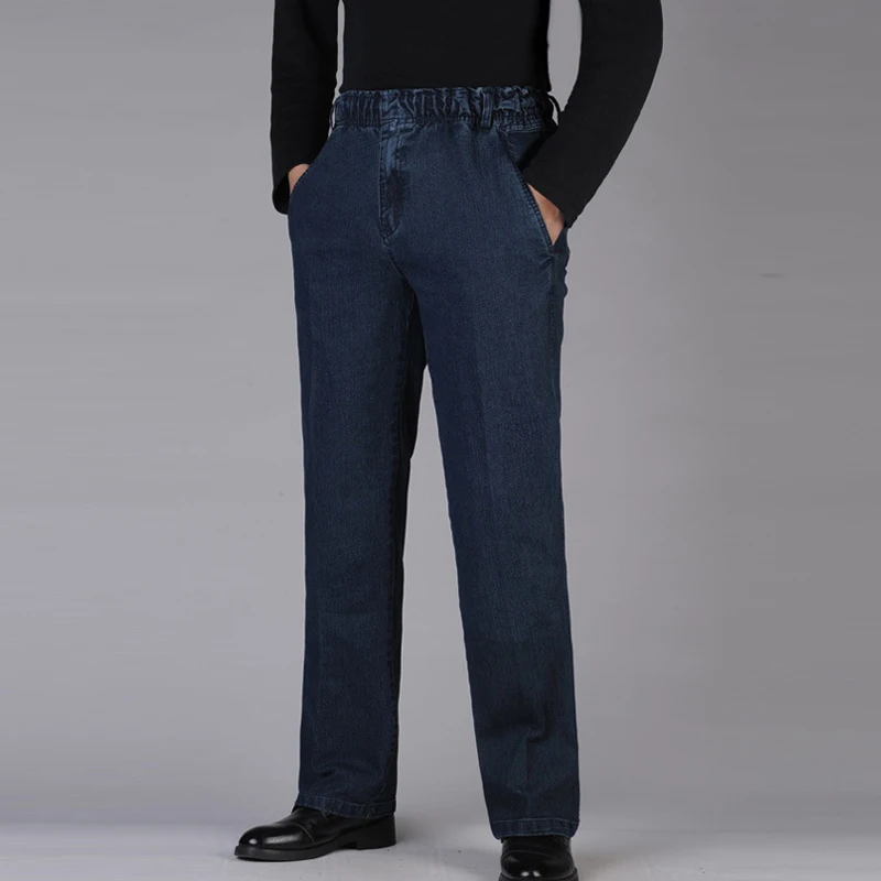 Европейский стиль, свободные мужские джинсовые штаны размера плюс 5XL, повседневные модные мужские джинсы, брюки, джинсовые прямые уличные мужские джинсы