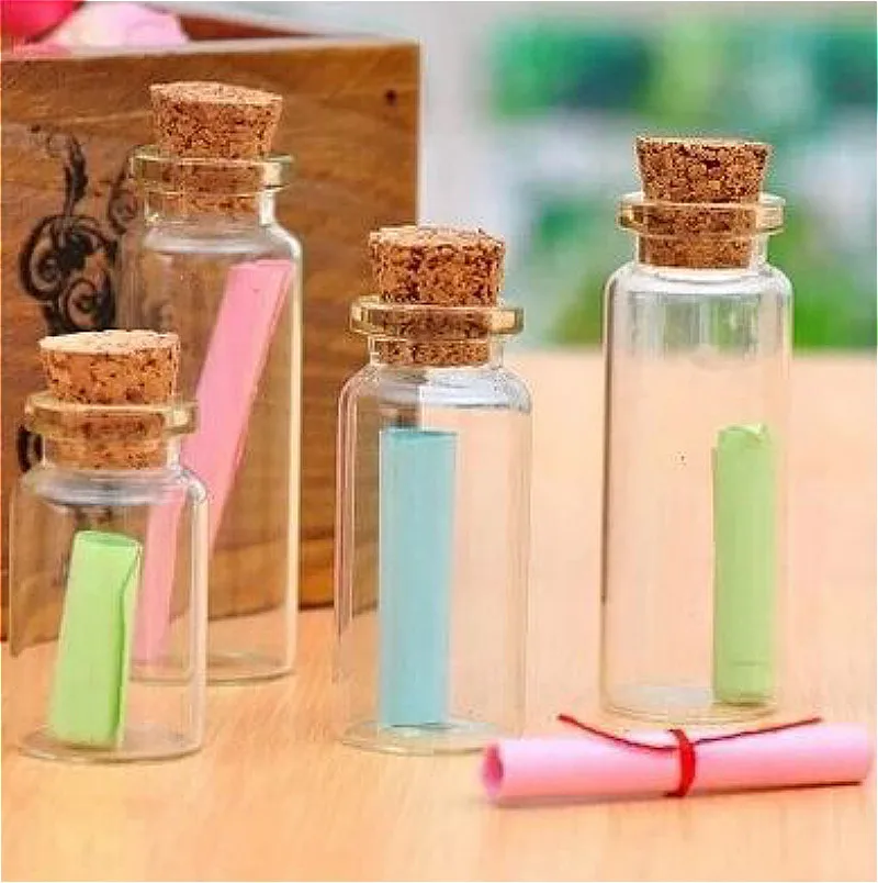 

SUEF 1PCS Mini Clear Glass Bottle Vials Empty Sample Jars with Cork Stopper Message Vial Weddings Wish Bottle @2