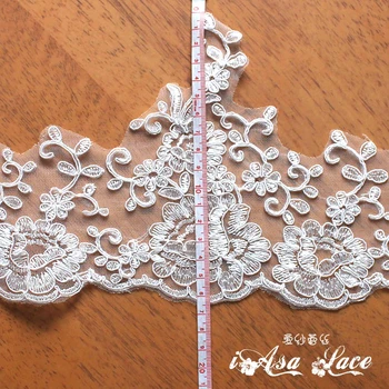 

Gorgous Embroidered Guipure Bridal Lace Trims Trimming, 16cm Width Corded Lace Fabric Trim For Garment