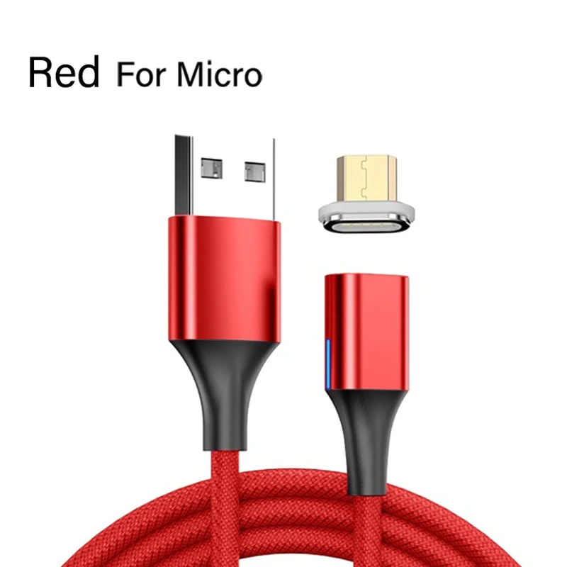 Магнитный usb type-C кабель для iPhone, зарядное устройство, быстрая зарядка, Micro USB C провод, кабель для мобильного телефона для Xiaomi Redmi Note 7 Pro - Цвет: For Micro Red