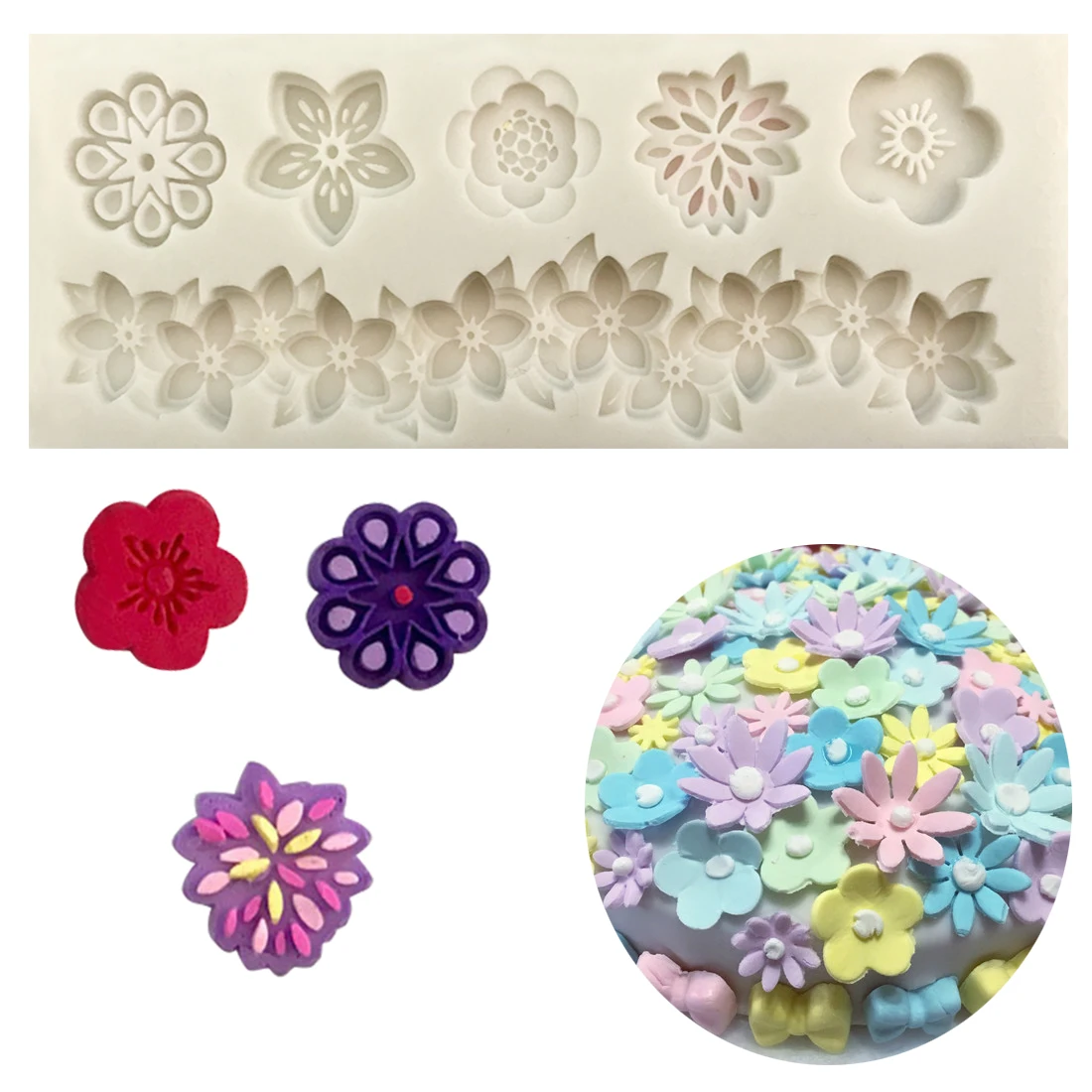 

1PC Flower Shape Chocolate Mold Kitchen Accessories Cake Decorating Tools Silicone Cake Mold Fondant Pastry Baking Pan
